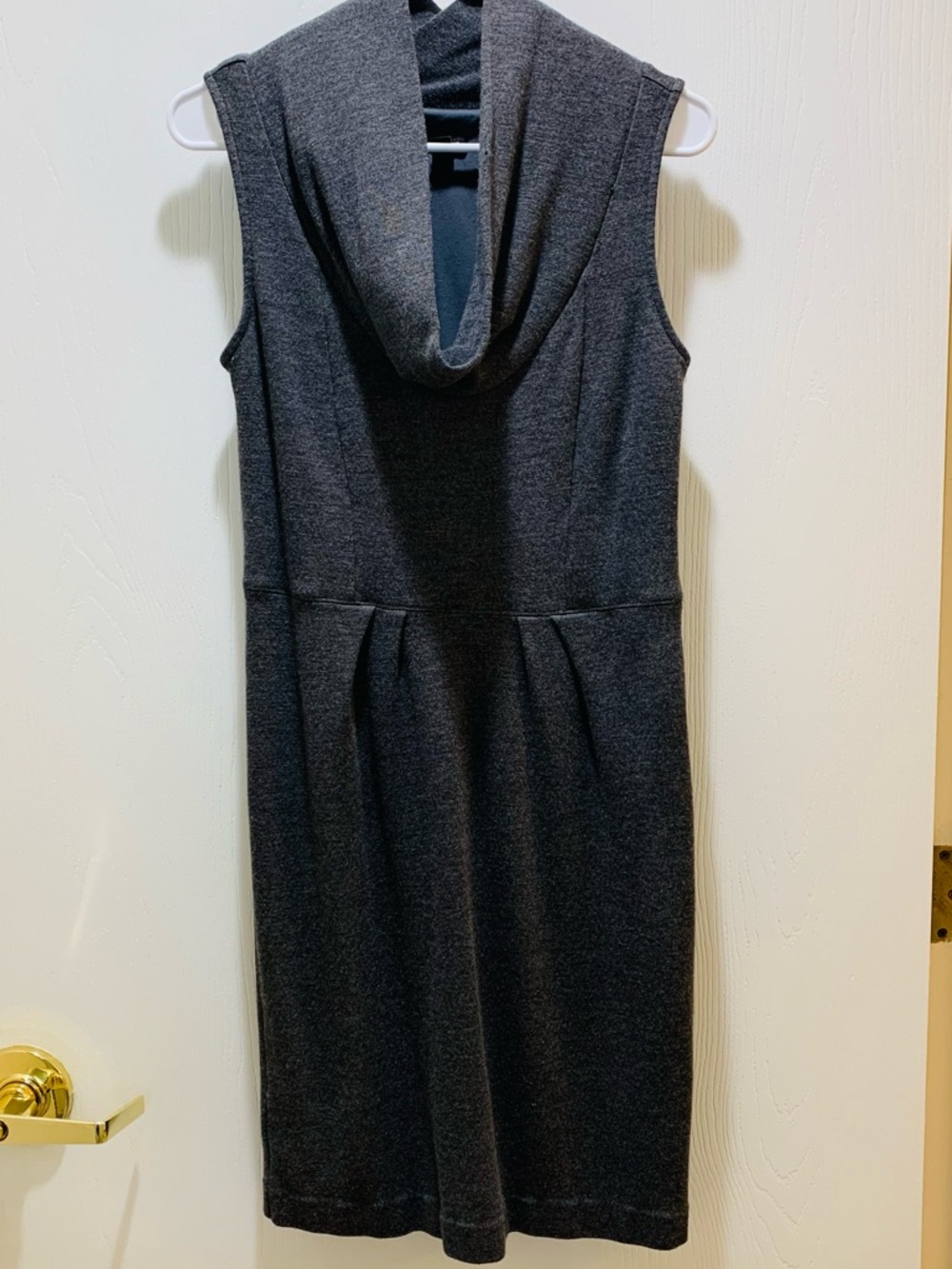 Ann Taylor Charcoal Gray Sleeveless Cowl Neck Dress Career Classic
